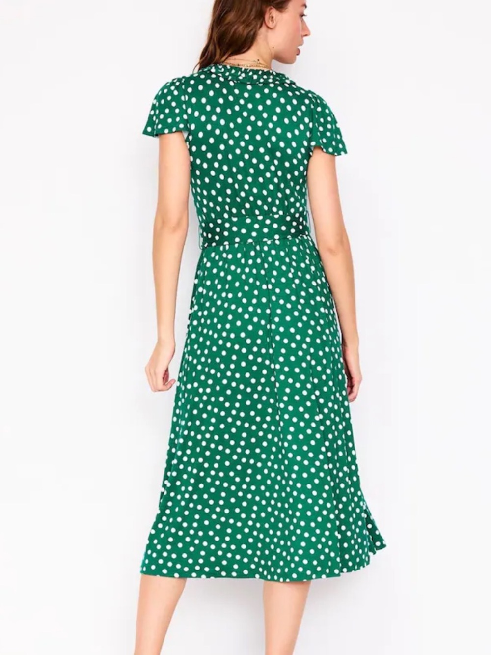 Boden Nicola Green Polka Dot Jersey Tea Dress Midi Fit & Flare Women’s 18 - Picture 2 of 6